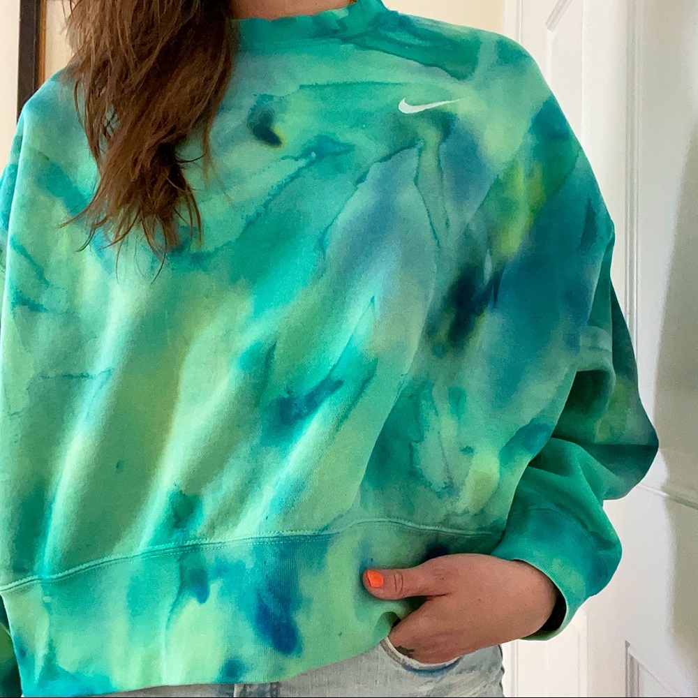 Nike Oversized Sweatshirt Custom Ice Dyed Size Small